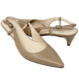 Cole Haan Women's Julia Low Sling Pumps Heels Sandstone Lizard 8.5 AA Narrow